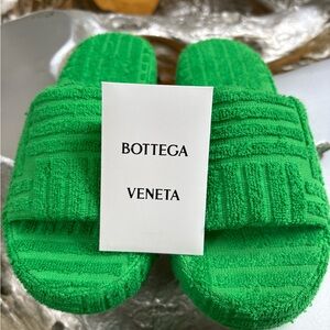 Bottega Veneta Vibrant Green Terry Slides